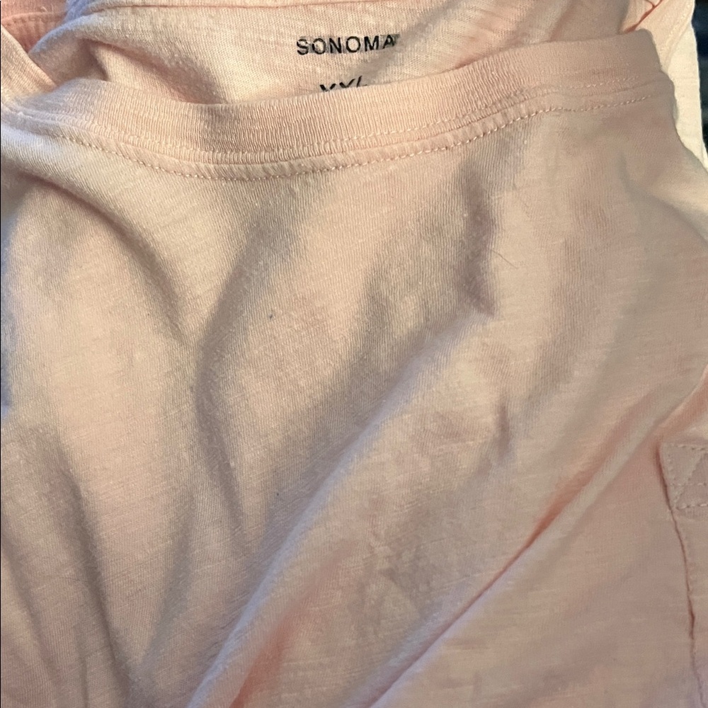 Sonoma XXL Pale Pink Solid Plain Crewneck Tee with Pocket